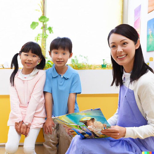 DALL·E 2022-09-18 21.46.45 - kindergarten teacher with children