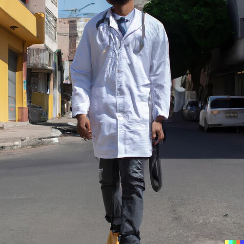 DALL·E 2022-10-02 13.44.31 - a doctor walking on the street