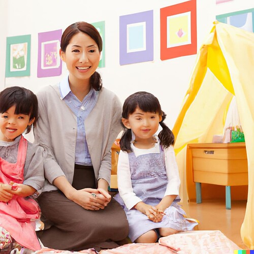 DALL·E 2022-09-18 21.46.44 - kindergarten teacher with children